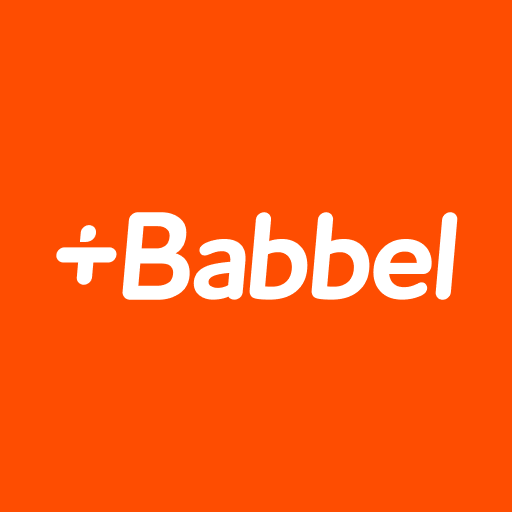 Logotipo de Babbel en fondo naranja