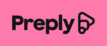 Logotipo de Preply en fondo rosa